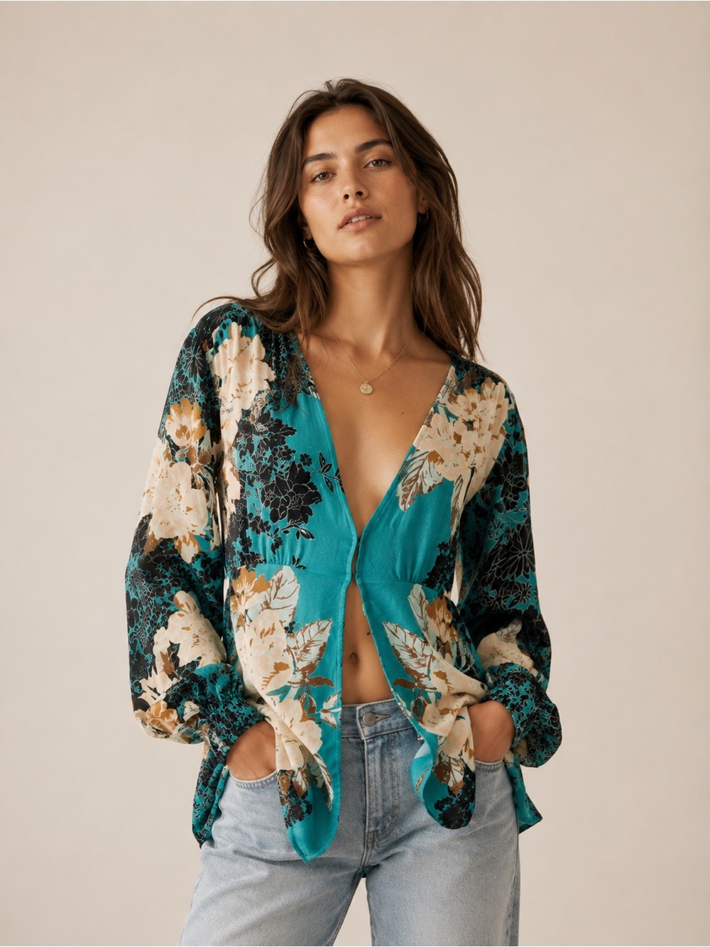 🎉LAST PIECE🎉 Free‎ People Mikayla Printed Tunic Green Balsam Combo